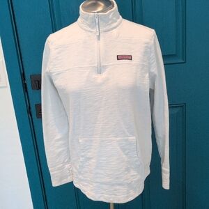 Vineyard Vines White Pullover with Pink Logo